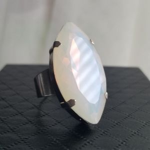 Swarovski Elements Huge Moonlight White Marquis Statement Ring Handmade NWT